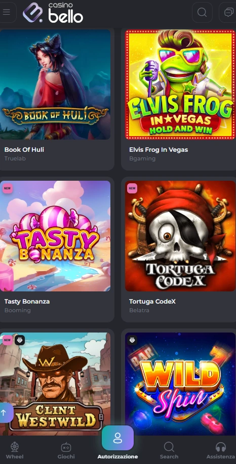 casinobello mobile slots page
